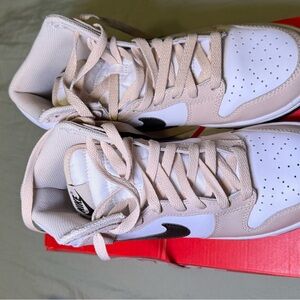 Nike High-Top Sneakers in White and Beige